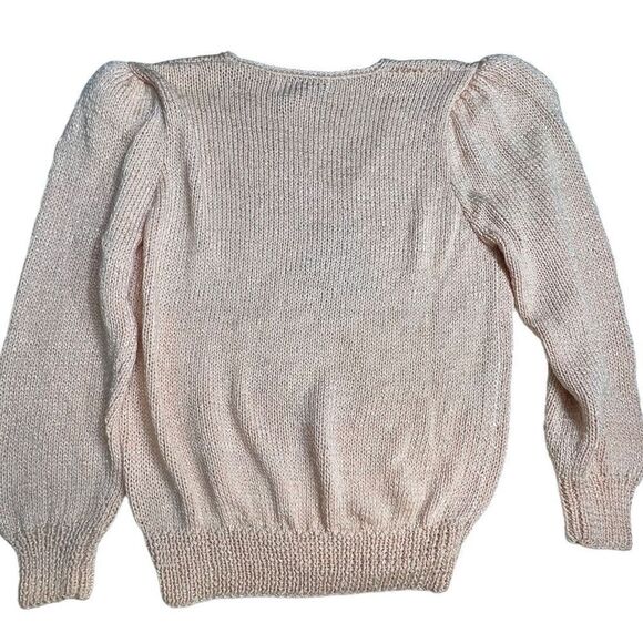Vtg Nannell Women’s Hand Knit Sweater wool & Angora Rabbit Hair Peach Color M - Picture 5 of 12